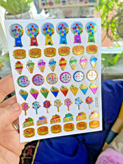 Sparkle Retro Snacks Sticker Sheet (1 Sheet, 4×5 In., .5-.75 In. Stickers)