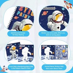 homicozy 3PCS Sticker Paint Books for Kids Ages 4-10,Dinosaur Astronaut Ocean…