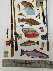 Lot of 2 Sheets MRS GROSSMAN’S FISHING Stickers 2013 Trout Pole Bait 4″ x 6.5″