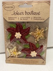 NEW Jolee’s Boutique Christmas Red Gold Poinsettia scrapbooking sticker