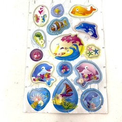 Vintage Plastic 3D Bubble Stickers Zoo Farm Animals Sea Creatures Preowned