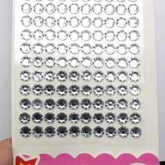 3 Sheets Clear Bling Round Rhinestones Gems Self-Adhesive Sticker Flat Back