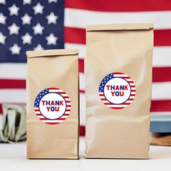 500 Pcs 1.5 Inch American Flag Thank You Stickers Round 4th of July Stickers