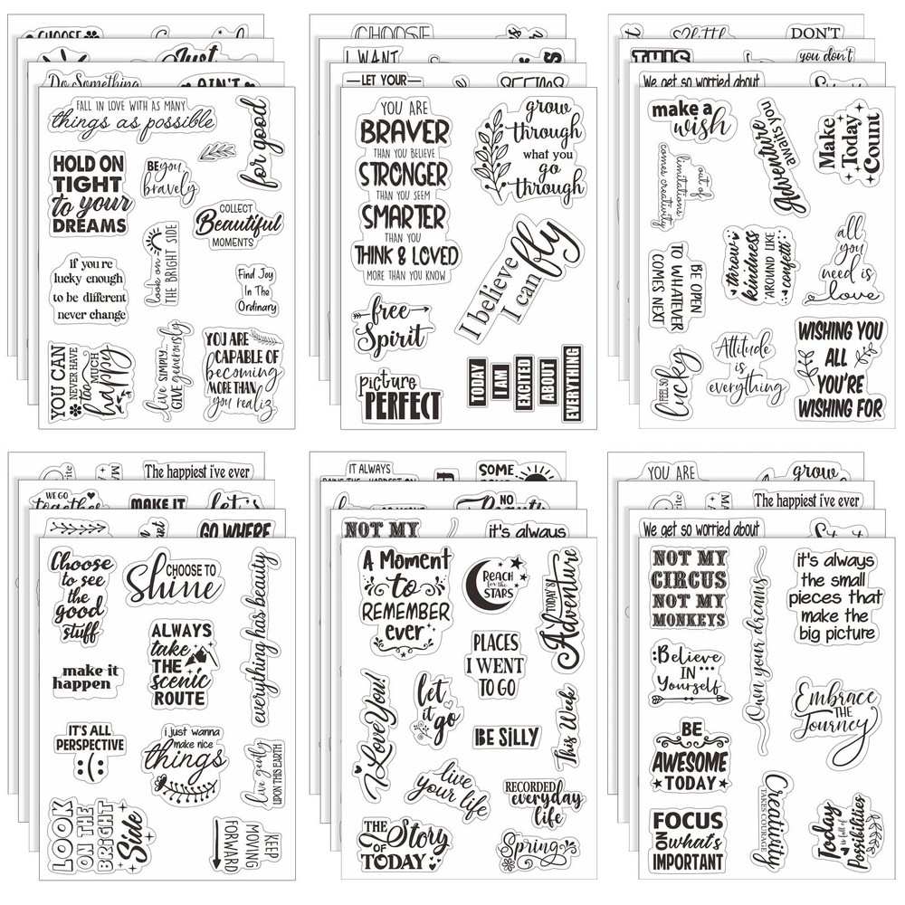 Tudomro 20 Sheets Different Transparent Scrapbook Stickers Vintage Black