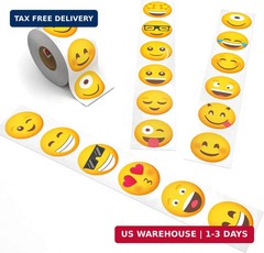Emoticon Stickers for Kids – 1.5″ Circles – Smile Stickers for School and Home,