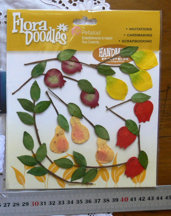 FRUIT and LEAVES on STEMS – Handmade Paper Flora Doodles Petaloo – CMC