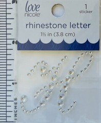 Letter Cursive H Rhinestone Sticker 1.5″ Clear Crystal Scrapbook Monogram Bling