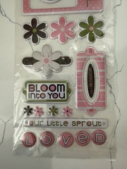 S-E-I Puffalicious Aunt Gerti Embellishing Stickers Flowers Lil Blossom Loved