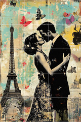 POSTCARD Paris Collage, 6 pcs, Scrapbook Card Topper Junk Journal Art Card 4×6″