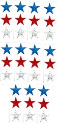 Sparkly STAR Lot of 33 Red Blue Silver Stickers!