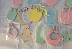 Baby Shower Craft Scrapbook Shapes Lot of 528 (22 pkgs of 24) Colorful Paper