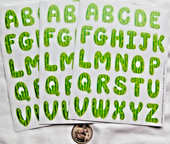 paper magic stickers 3 sheets Green alphabet ABC letters Cactus watermelon