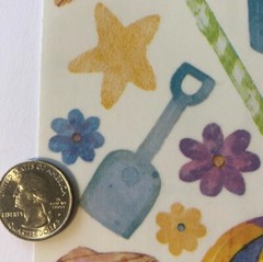 BEACH Vellum Stickers(13pc) Sandylion•Summer•Ocean•Ball •Umbrella•Shells•Sand