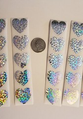 30 HEART STICKERS/HOLOGRAPHIC HEART STICKERS/SPARKLE HEART STICKERS