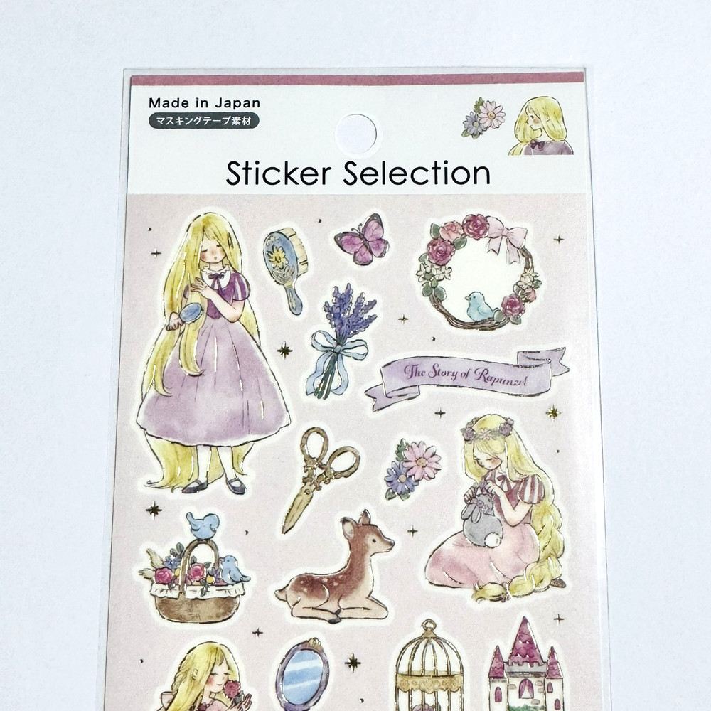Japanese Fairy Tale Girl Sticker Sheet Kawaii Illustration Made in Japan