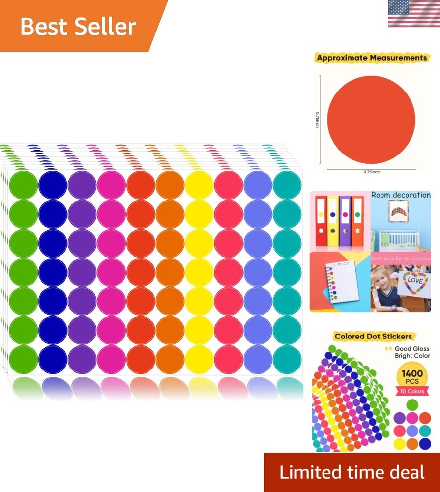 Creative 1400 Count Colored Dot Stickers – Ideal for Arts & Classroom Tools
