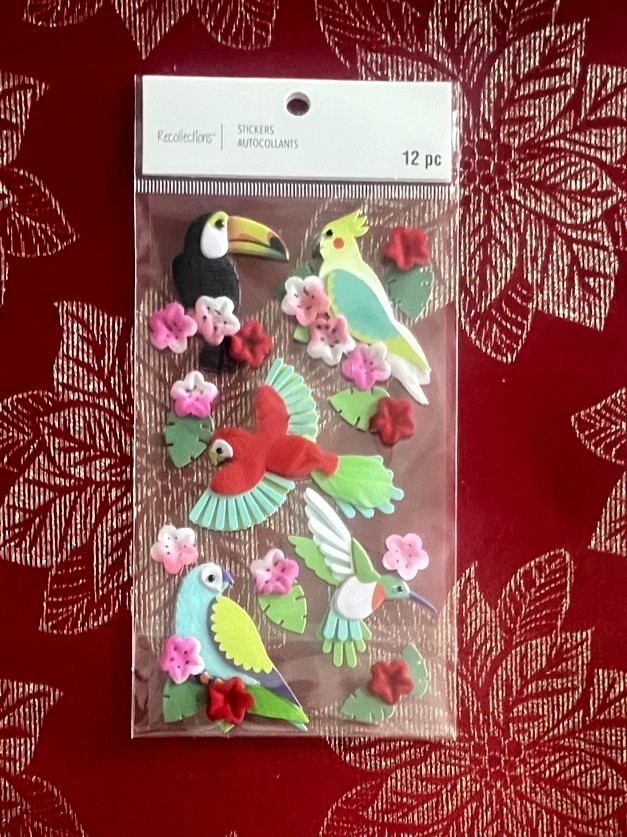 TROPICAL BIRDS TOUCAN FLOWER RECOLLECTIONS 3D STICKERS