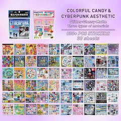 2 in 1 Sticker Book, Cyberpunk Retro Futuristic Retro-futuristic 2in1