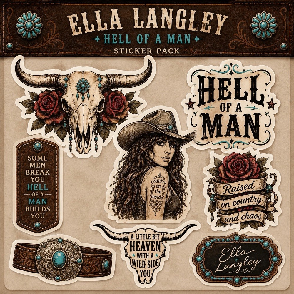 Ella Langley Hell Of A Man Sticker Pack/Country Music/