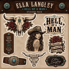 Ella Langley Hell Of A Man Sticker Pack/Country Music/