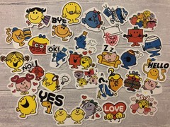 Kawaii Mr. Men & Little Miss 35 pc MATTE Journaling Scrapbooking Stickers Flakes