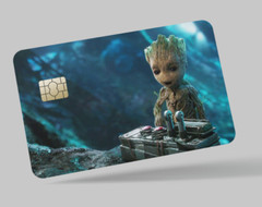 GROOT guardians of the galaxy, 2 pc credit card skin & DEBIT CARD,TROLLEY & GYM