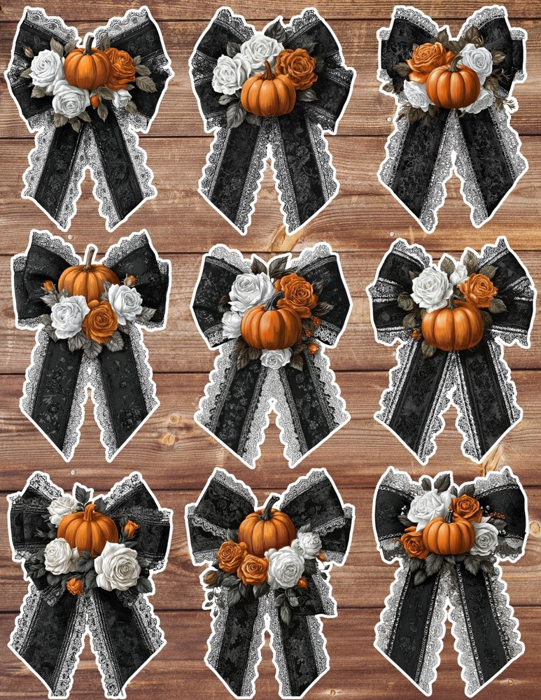 Halloween Bow Vinyl Die Cut Stickers Set Scrapbooking Laptop Water Bottle
