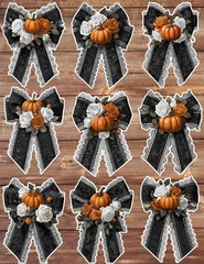 Halloween Bow Vinyl Die Cut Stickers Set Scrapbooking Laptop Water Bottle