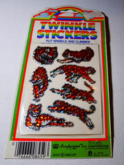 NOS Vintage 80s Prismatic Twinkle Stickers tiger Sparkle Glimmer Imperial