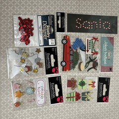 christmas scrapbooking lot Of 25 Packs Stickers, Ribbon, Jewels & More