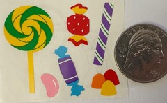 COLORFUL CANDY Stickers(12pc) Mrs.Grossman’s….Lollipops…Jellybeans…Card Making…