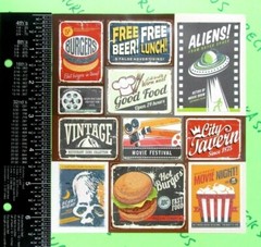 Advertisement & Movie Signs Glitter Sticker Sheet