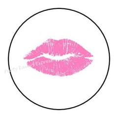PINK LIPS KISS ENVELOPE SEALS LABELS STICKERS PARTY FAVORS 1.5″ ROUND