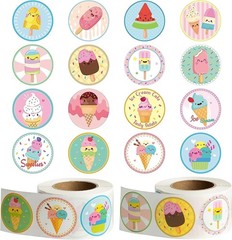 Vibrant Ice Cream Sticker Roll Set – 1000 Fun, Repositionable Vinyl Stickers