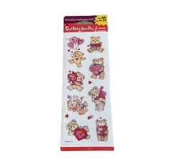 Vintage Teddy Bear Stickers Stickety Doo Da Scrapbook Hearts Y2K Valentines Red