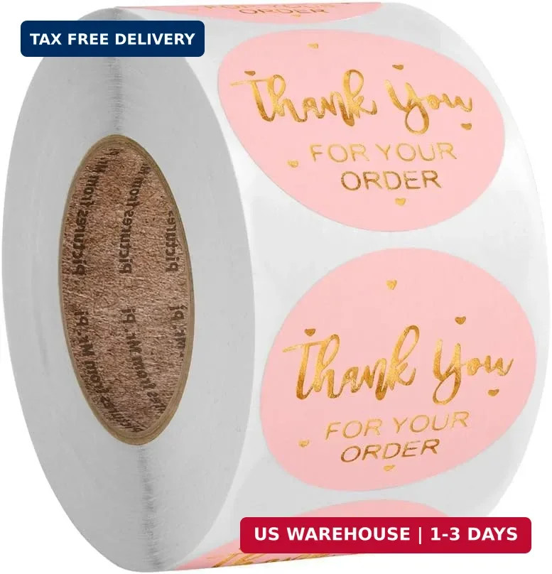 Thank You Stickers Small Business – 500Pcs 1inch Shipping Supplies, Elegant Labe