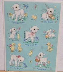 Hallmark Vintage 1985 Stickers 1 Sheet Easter Religious Cute Animals Jesus Faith