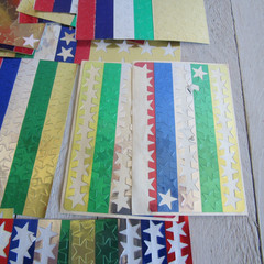 vtg Lot Dennison & Z Label Self Sticking Stars Red Blue Gold Silver ***READ***