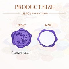 25PCS Wax Seal Stickers Self-Adhesive Envelope Seal Stickers, Dark Purple