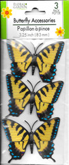 BUTTERFLIES Butterfly Large Yellow Black BLue Craft Package Floral Garden Tie-On
