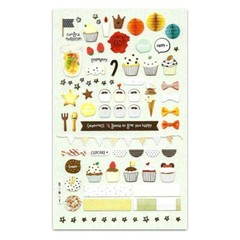 CUTE SWEET STICKERS Cupcake Dessert Food Nylon Sticker Sheet Craft Scrapbook