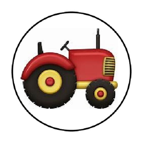 48 Red Tractor !! ENVELOPE SEALS LABELS STICKERS 1.2″ ROUND