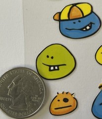 SMILEY BOY Stickers(13pc) Generations•Faces•Unhappy •Grin•Green•Blue•Yellow•Sad•