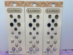 LOT OF 3! LALIBERI Decorative Brads – 3 cards, 14 pieces each! 42 Brads!