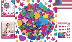 1024PCS Colorful Glitter Foam Stickers – Heart & Star Shapes for Kids’ Crafts