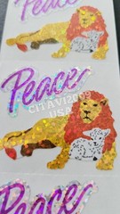 HAMBLY STUDIOS STICKERS PRISMATIC / GLITTER LION AND LAMB * PEACE * VINTAGE RARE