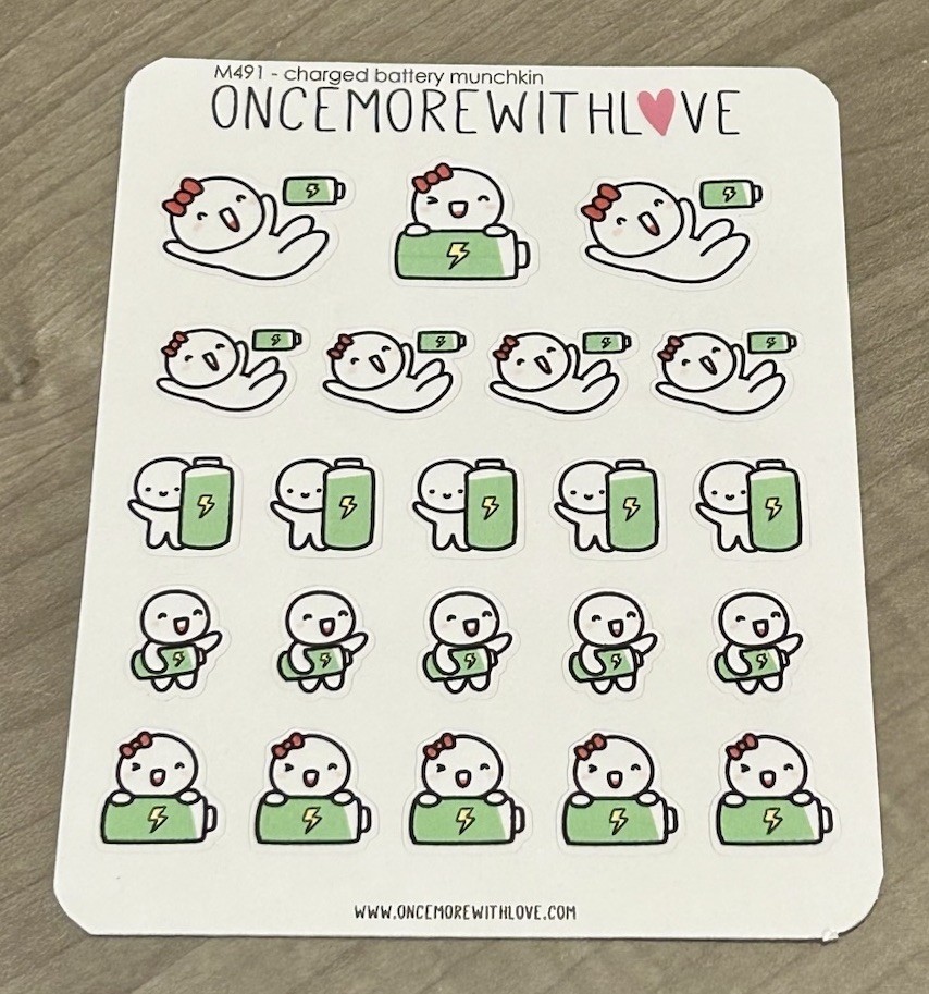 NEW Once More With Love ❤️ Charged Battery Munchkin Sticker Sheet OMWL Stickers