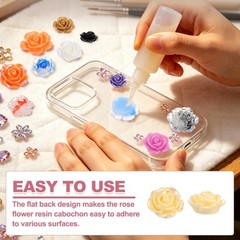 20mm Resin Rose Flatback Charm, 40Pcs Cabochon Embellishment, Shiny Light Yellow