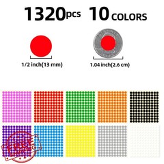 Aanxufa 1/2″ (13mm) Colored Dot Stickers 10 Colors