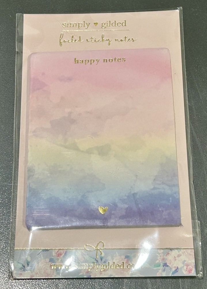 New Rare Simply Gilded Happy Notes Foiled Sticky Notes Notepad
